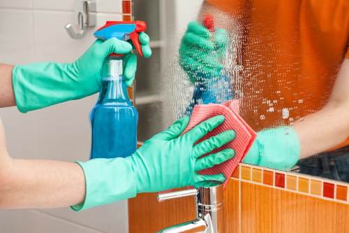 Cleaner in E1 providing domestic cleaning in a modern apartment